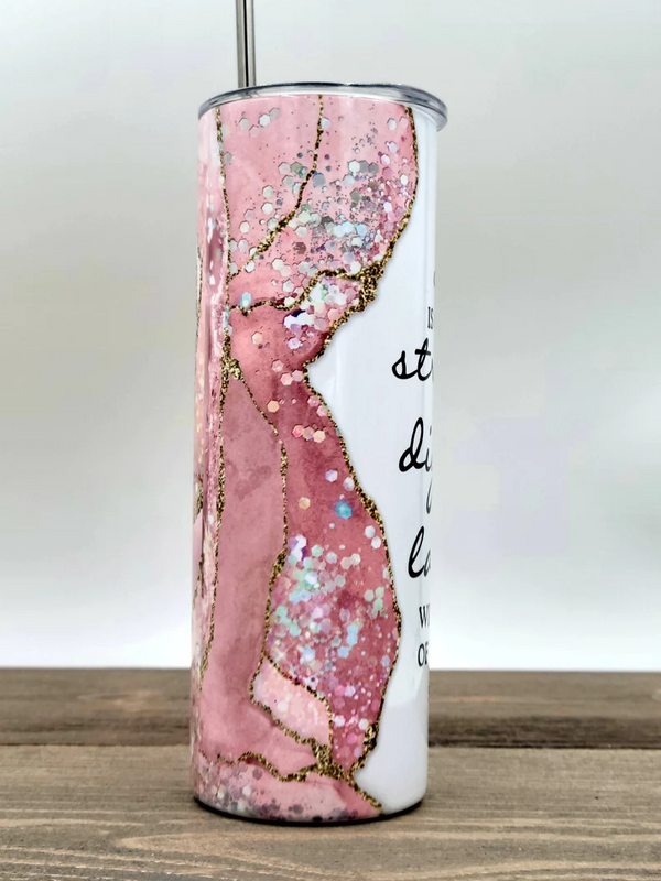 She is Clothed in Strength Glitter Effect 20 oz Skinny Tumbler