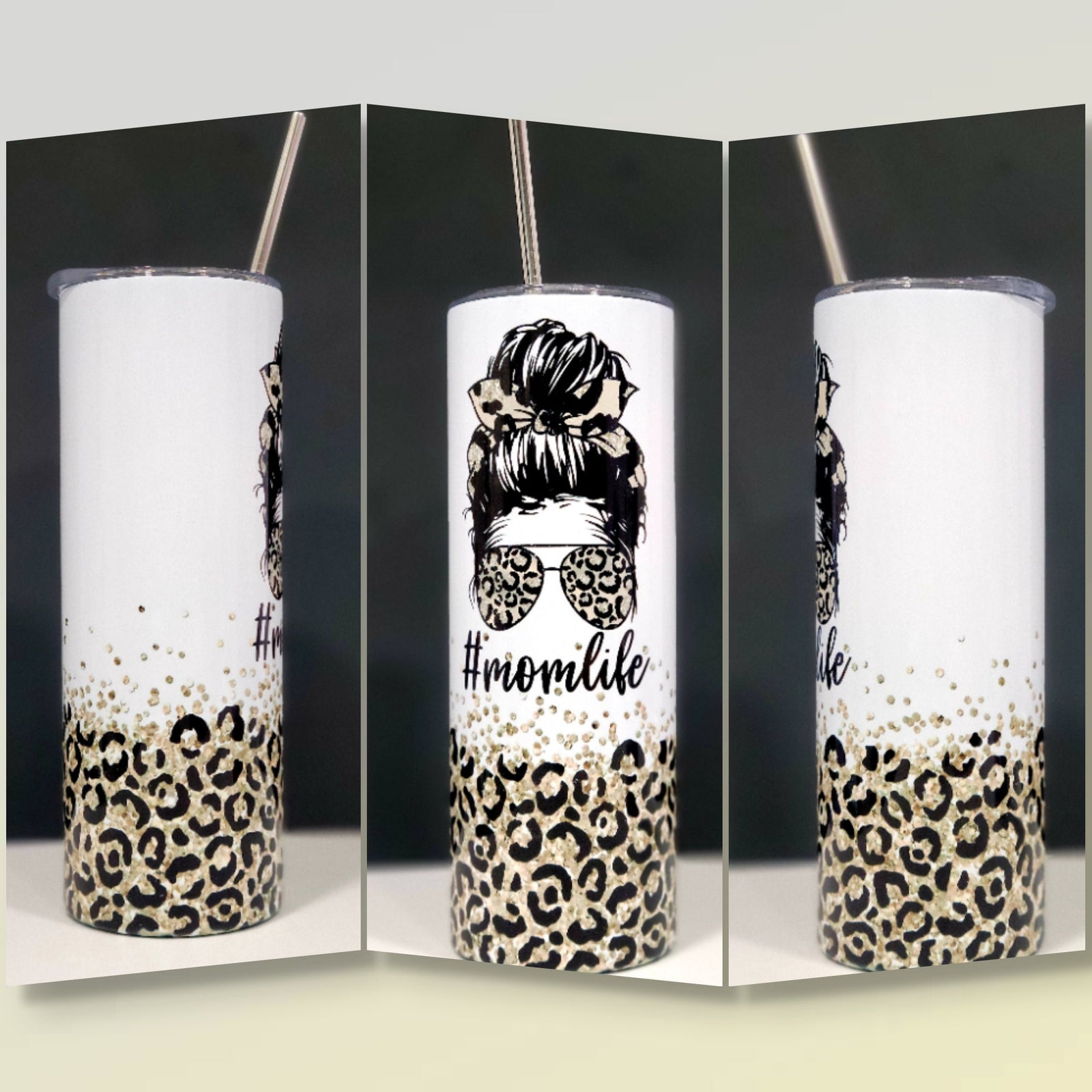 Momlife Tumbler, 20 oz skinny tumbler, #momlife leopard metal tumble –  Amanda's Crafty Creations