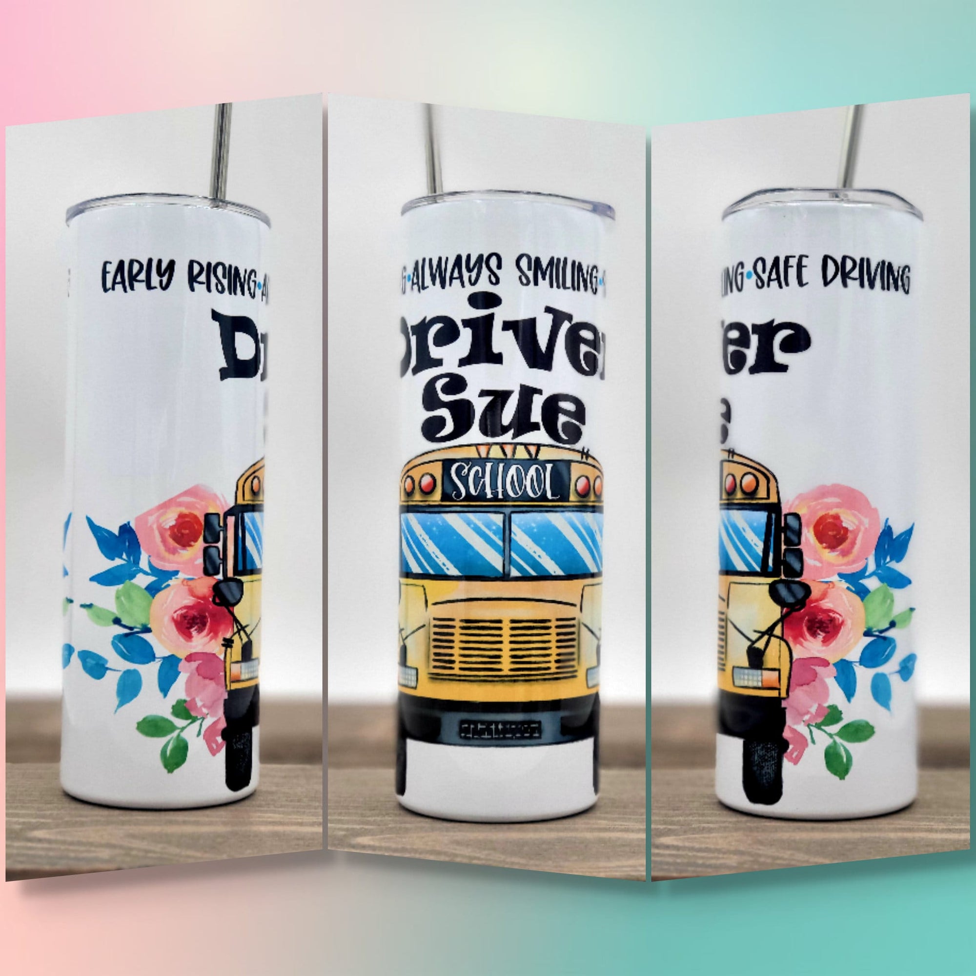 School Bus Driver Life 20oz Skinny Tumbler,  Personalized Tumbler Option~ Bus Driver Tumbler Cup, Great Teacher Gift!