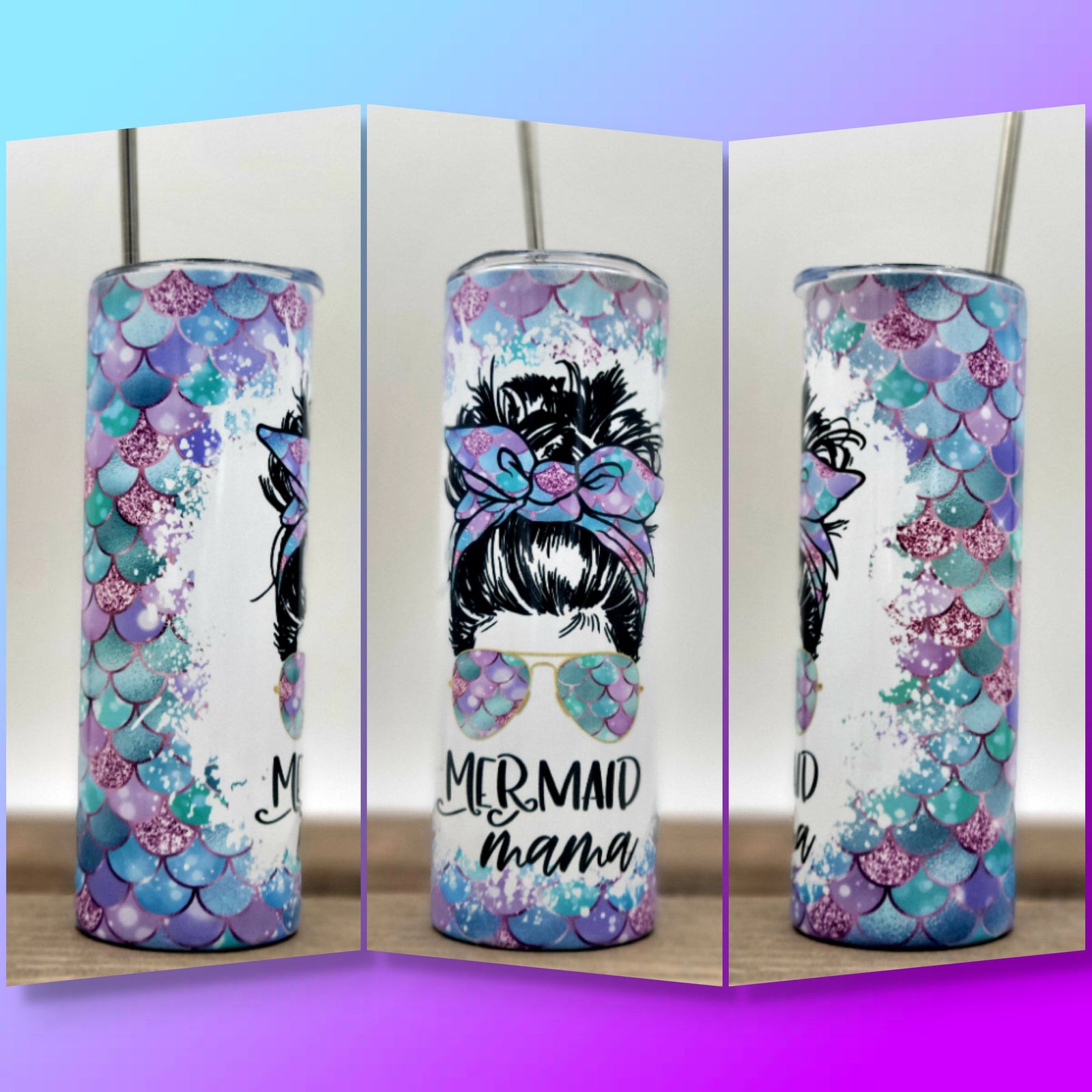 Mama and Mini Tumbler Set - Stainless Steel Tumbler Set - 90s Themed -  Mommy and Me Cups - Baby Shower Gifts - New Mom Gift - Girl Mom