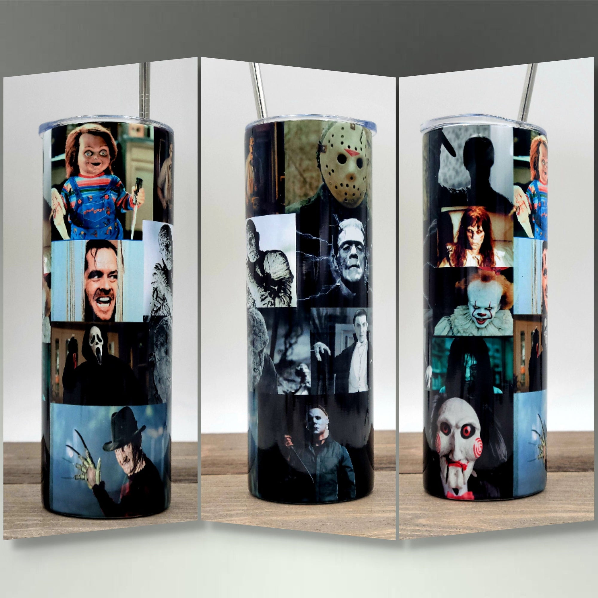 Horror Movie Tumbler,Scary Movie, Slasher Movies, Horror Characters, 20 oz skinny tumbler, Birthday Gifts, Christmas Gifts
