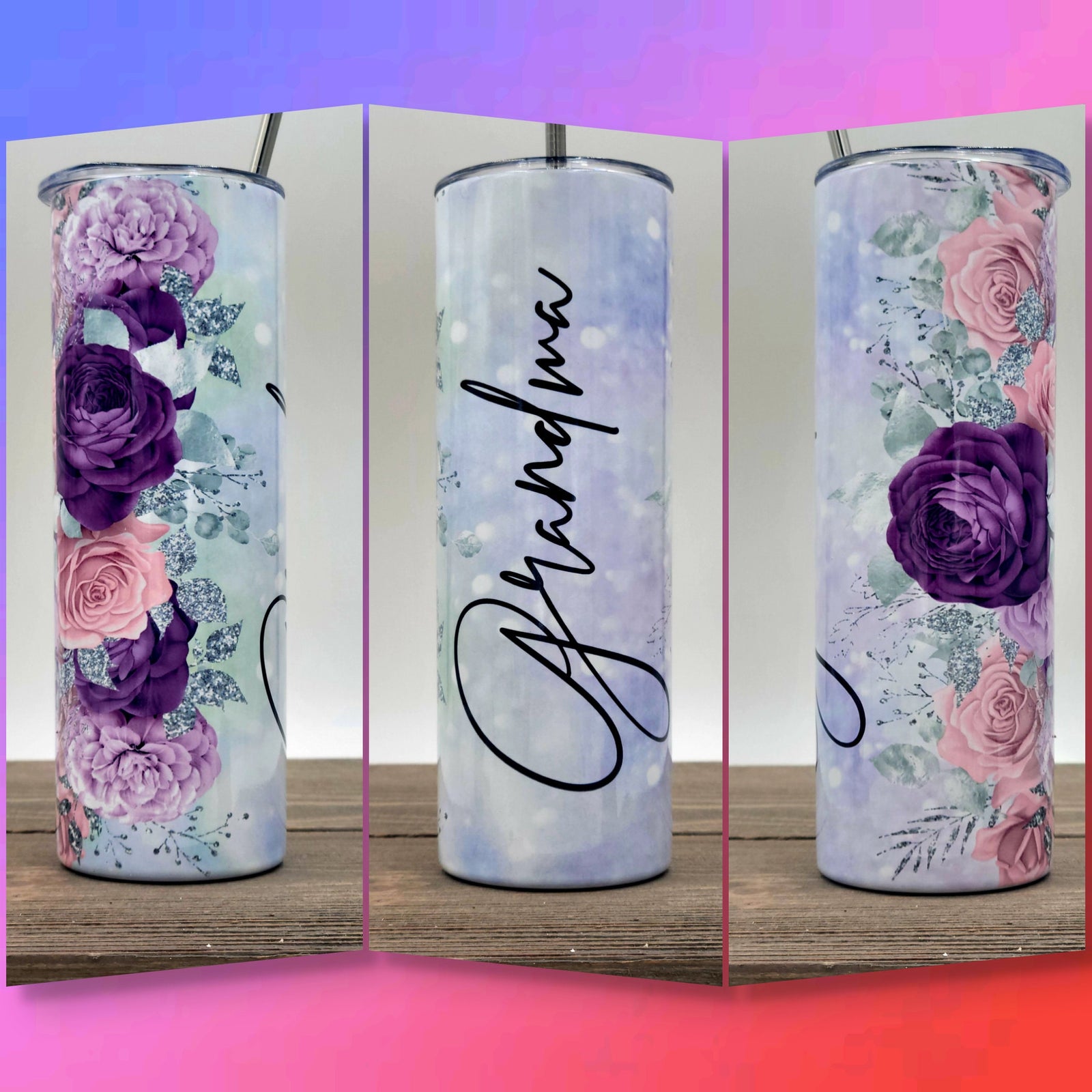 FREE SHIPPING - Floral tumbler, Personalized, Glitter tumbler, Sublim –  Sweet Tee and Sips