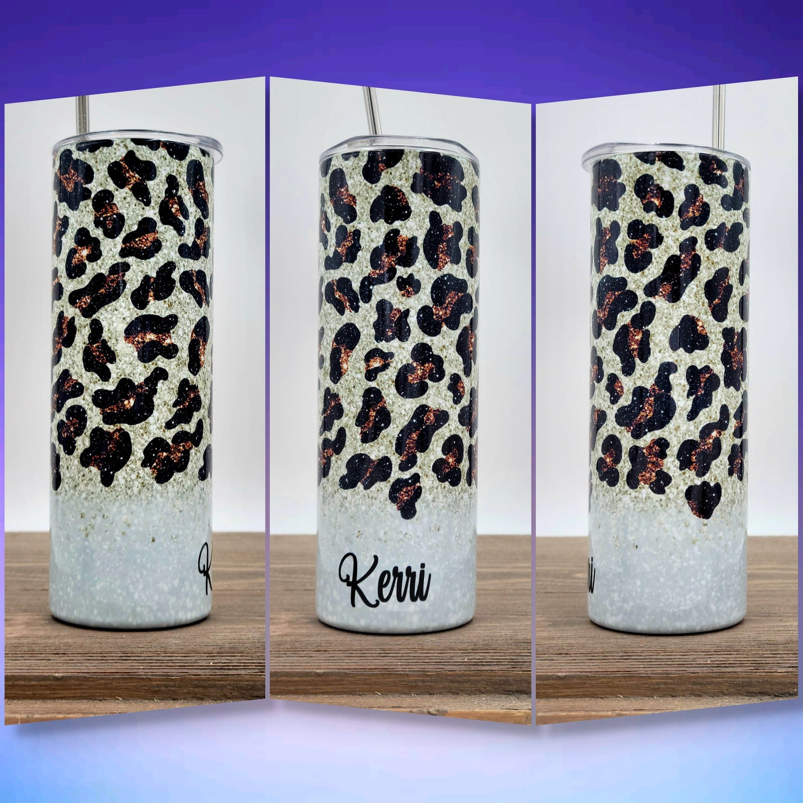 Leopard and Gold Glitter 20 Oz Tumbler, Faux Glitter Sublimation Tumbler,  Bridesmaid Gifts, Bridesmaid Tumblers