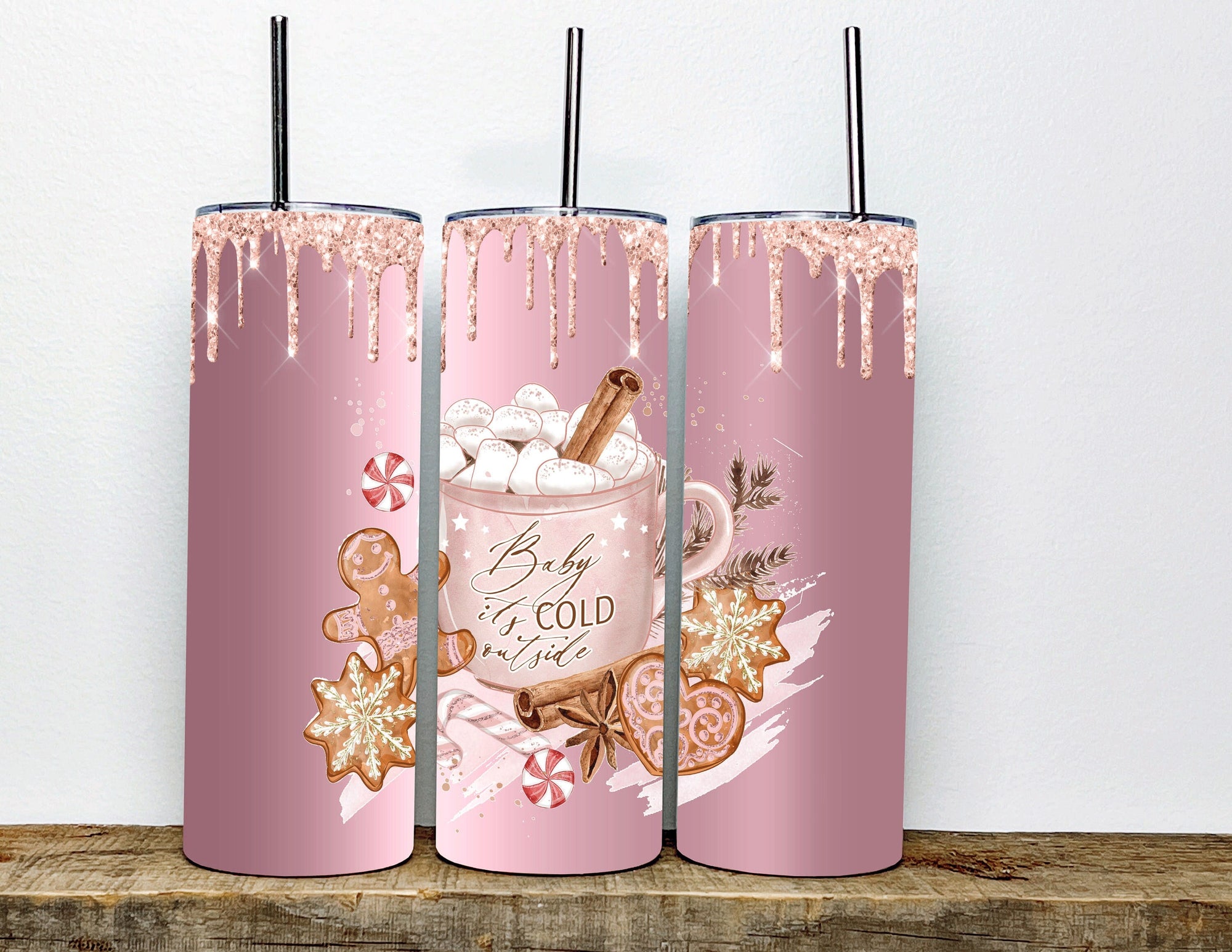 Baby Its Cold Outside - Hot Cocoa -Christmas Tumbler with Straw - Winter Tumbler -  Christmas Gift For Her - Tumbler Gift For Her