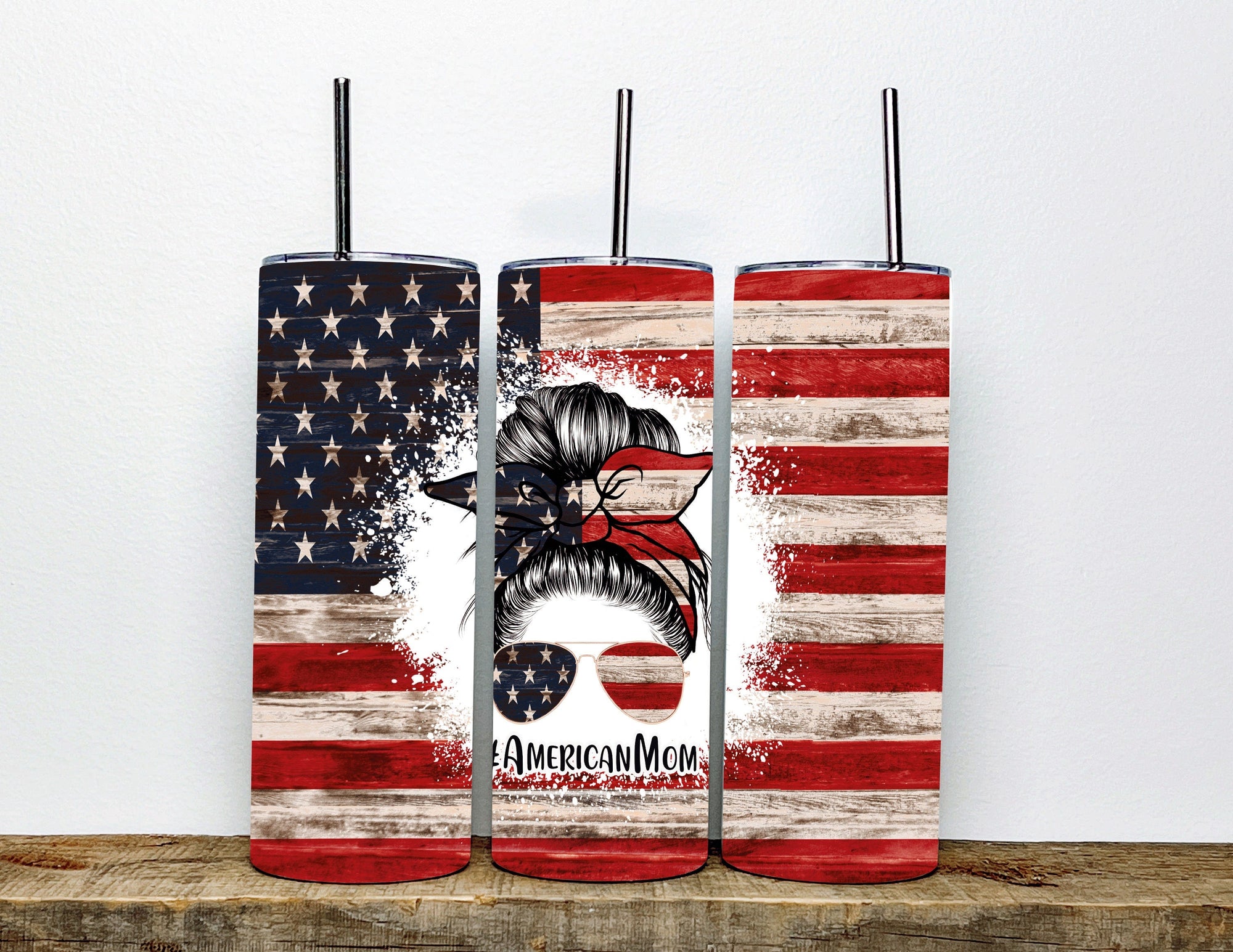 American Mom Tumbler | 20oz Insulated Tumbler with Patriotic Design | Perfect Gift for Moms Who Love Their Country | 4th Of July Tumbler