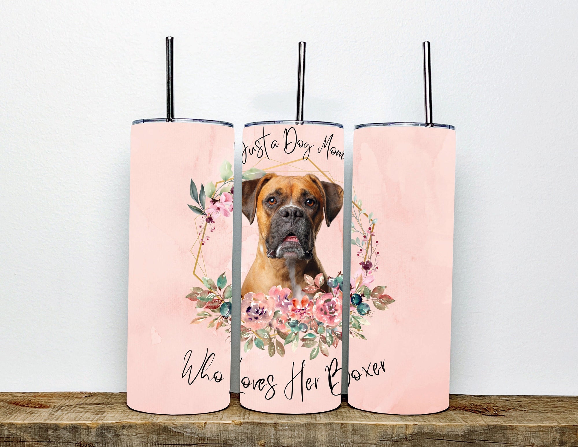 Boxer Mom Tumbler - 'Just a Dog Mom Who Loves Her Boxer' Design for Hot and Cold Drinks - Ideal Gift for Boxer Owners and Dog Enthusiasts