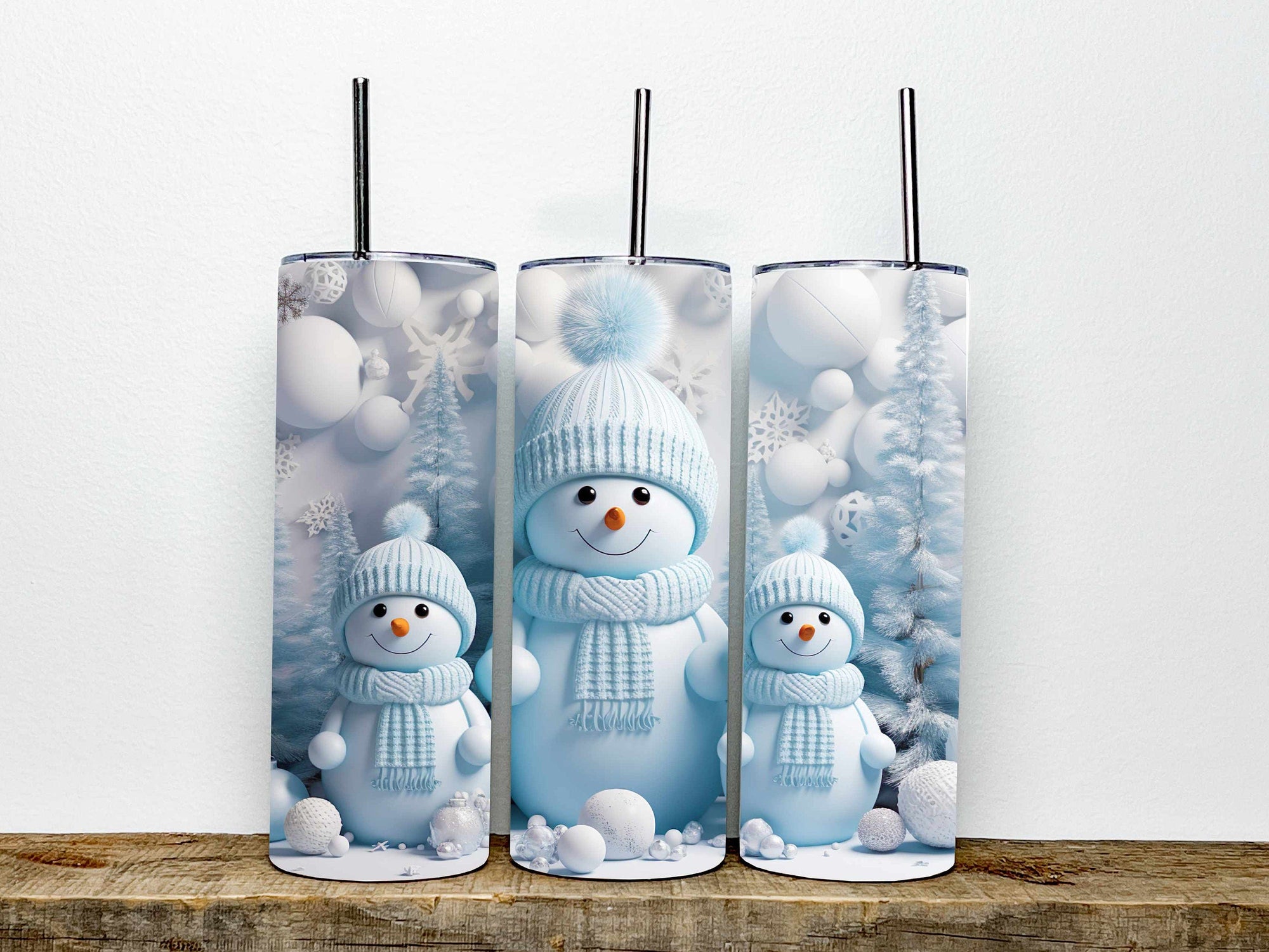 3 Blue Snowmen Sublimation Tumbler | Gifts under 25 | Christmas Gift | Gifts For Her | 20oz Tumbler